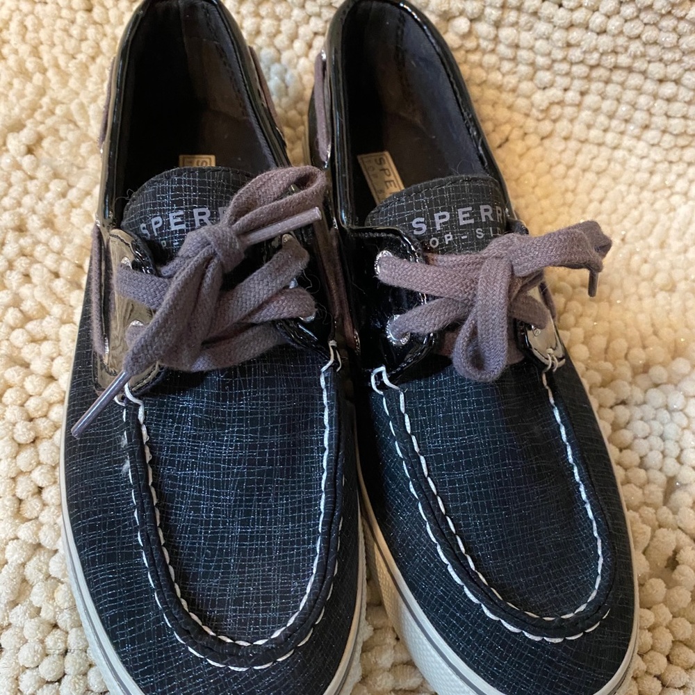 Sperry Top sliders black and gray